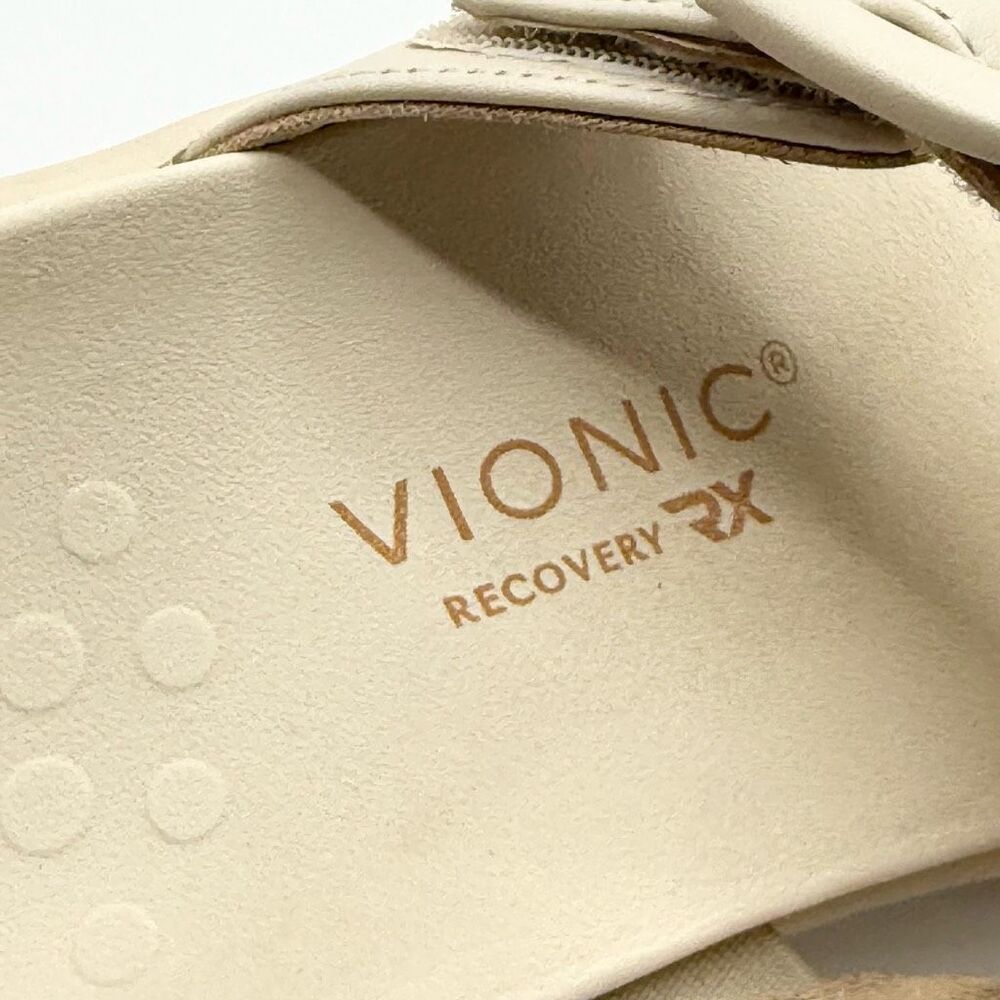 Vionic Activate RX Leather Flip Flop Sandals in Cream Off White - Women’s US 7W - Picture 8 of 10